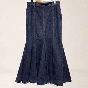 DENIM Mermaid Flare Maxi Skirt Boho Mermaid Western Prairie Dramatic Hem